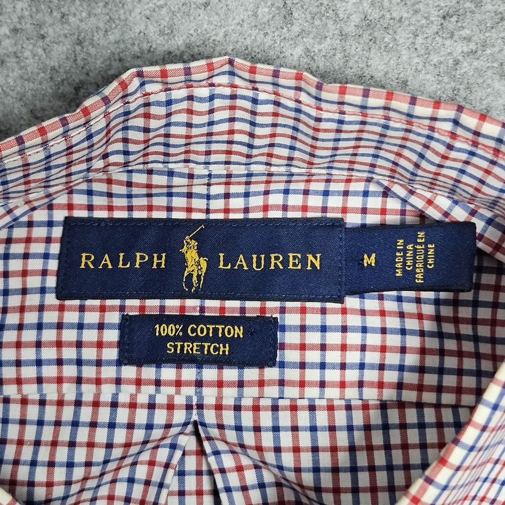 Men's Red White Blue Ralph Lauren Button Down Plaid Shirt Size Medium - Picture 5 of 10